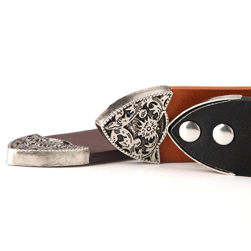 Vintage Carved Alloy Belt with Double Buckle for Women - Image 6