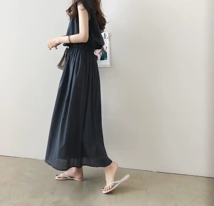 Cotton Linen Swing Dress 2023 Summer Large — feature 14