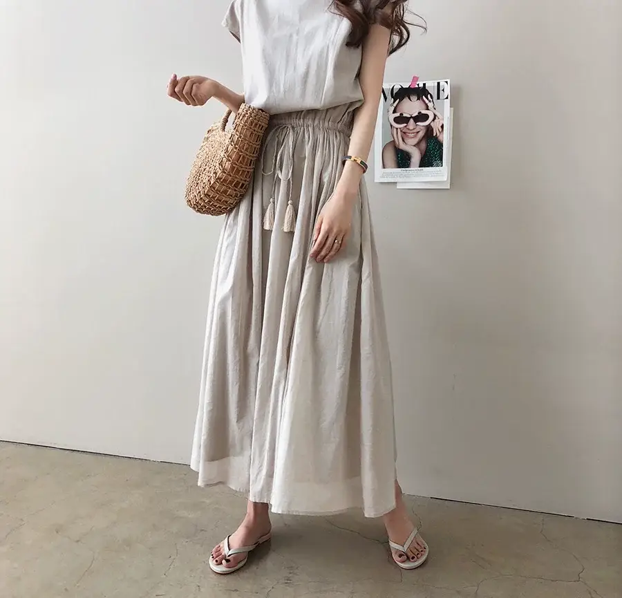 Cotton Linen Swing Dress 2023 Summer Large — feature 7