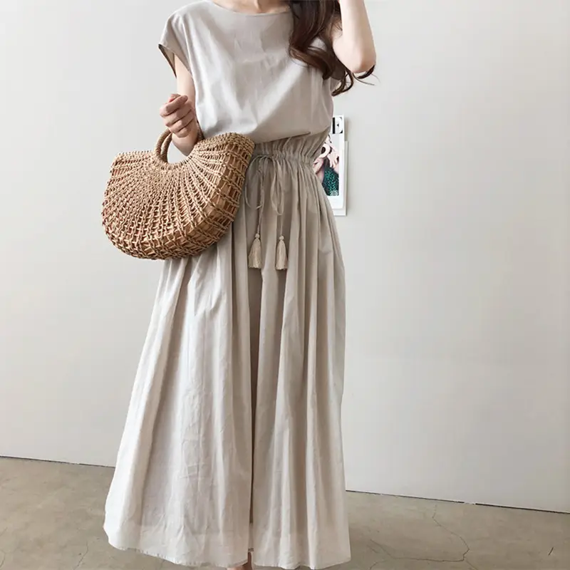 Cotton Linen Swing Dress 2023 Summer Large