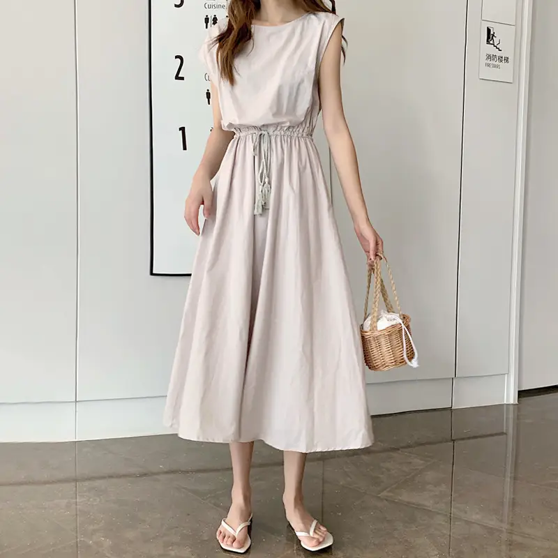 Cotton Linen Swing Dress 2023 Summer Large
