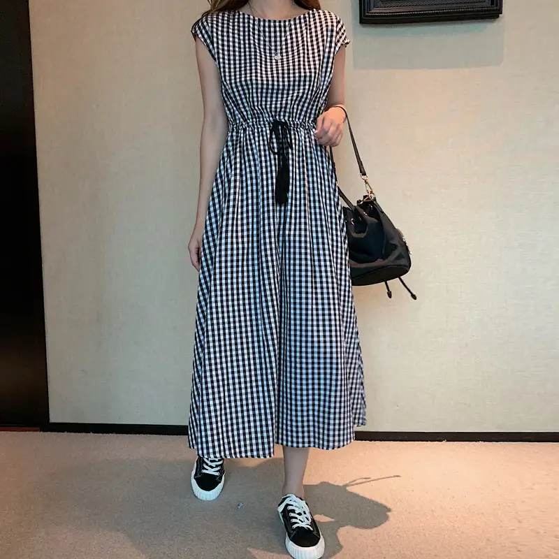 Cotton Linen Swing Dress 2023 Summer Large