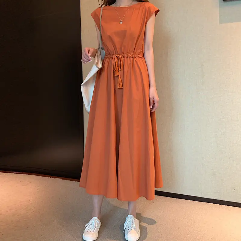 Cotton Linen Swing Dress 2023 Summer Large