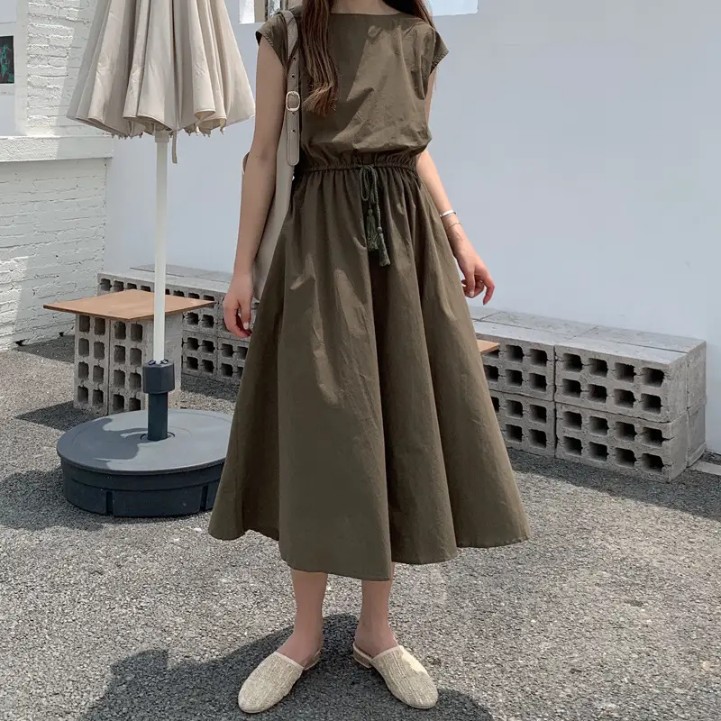 Cotton Linen Swing Dress 2023 Summer Large