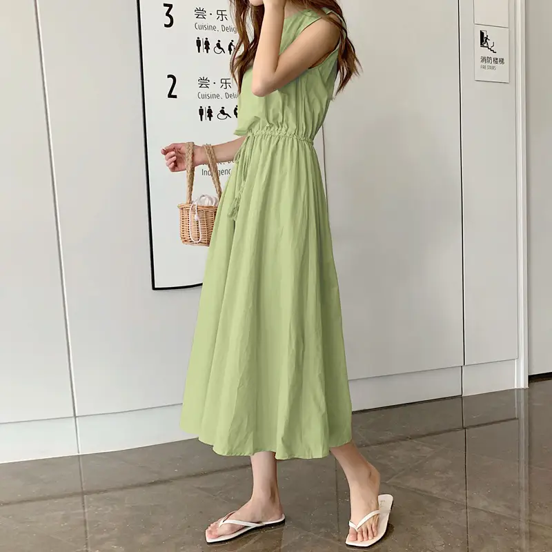 Cotton Linen Swing Dress 2023 Summer Large