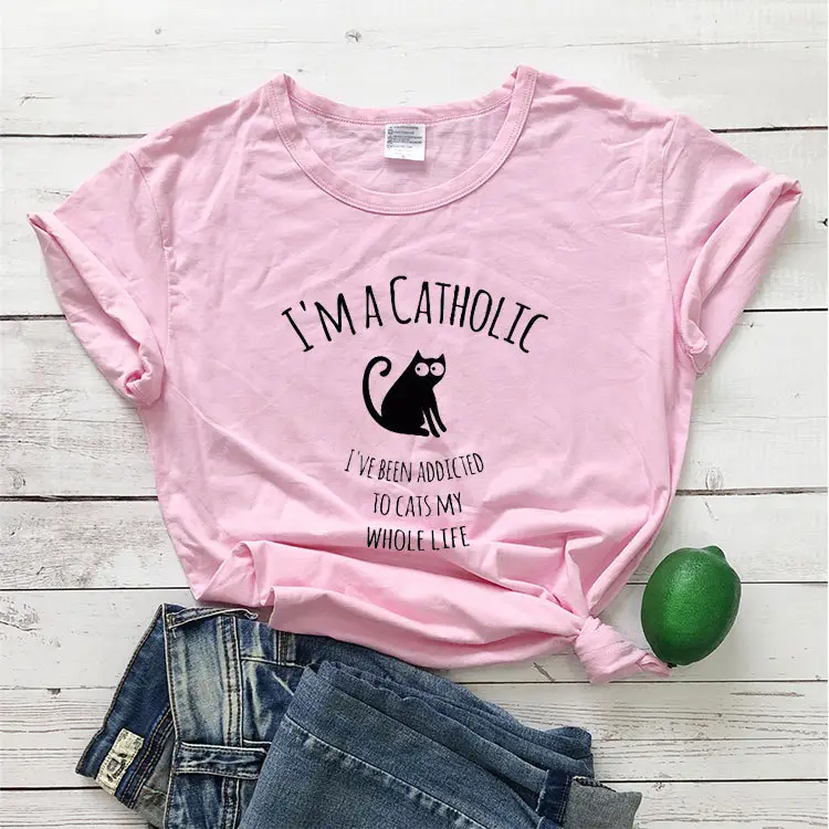 I'm a Catholic Foreign Trade T-Shirt White Black Blue Grey - Image 6