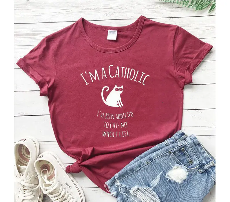 I'm a Catholic Foreign Trade T-Shirt White Black Blue Grey - Image 7