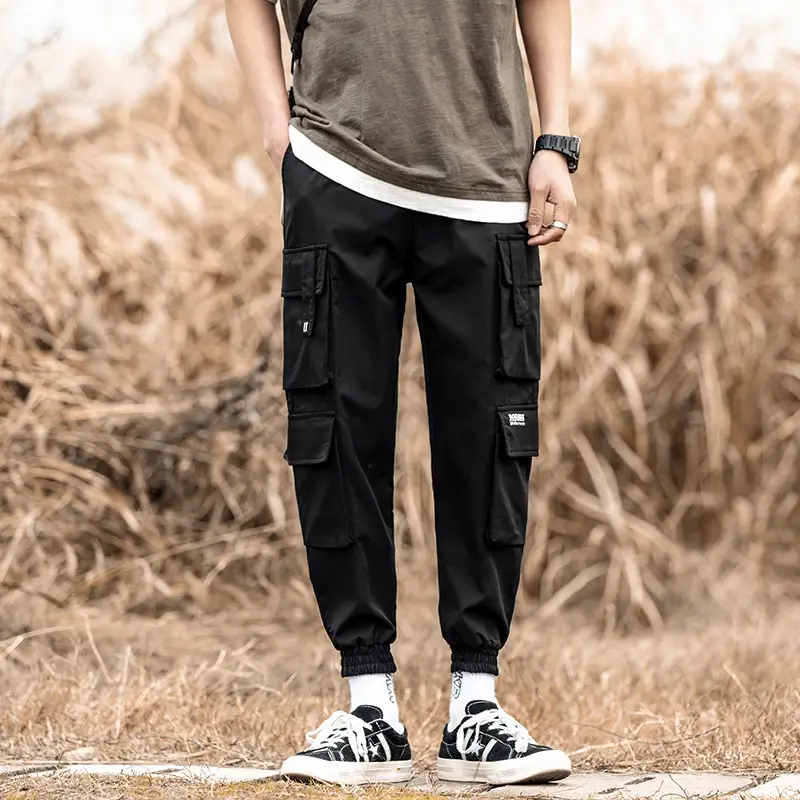 Men's Ankle-Tied Cropped Harem Pants with Zippered Pocket