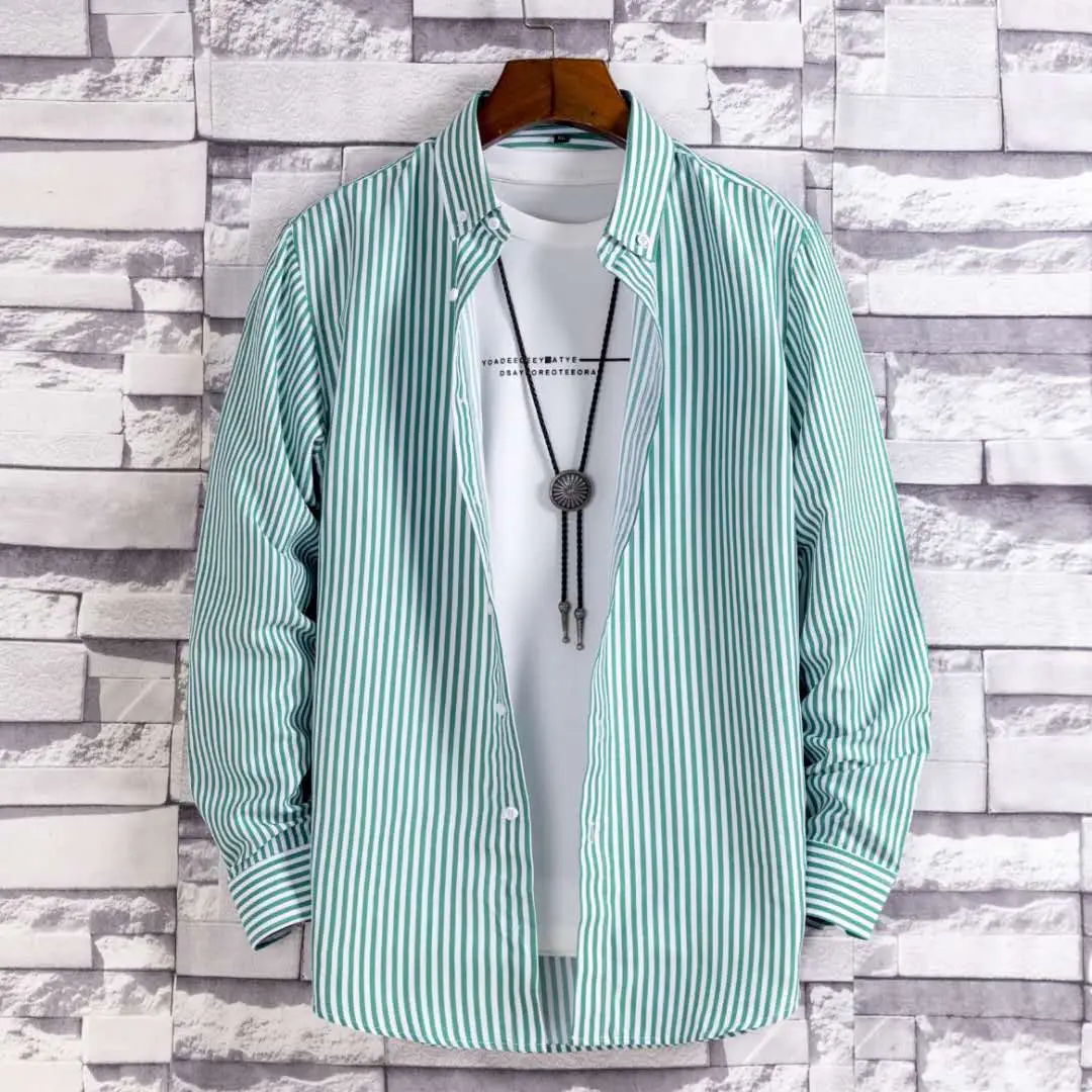 Men Navy Red Striped Long Sleeve Shirt - Image 4
