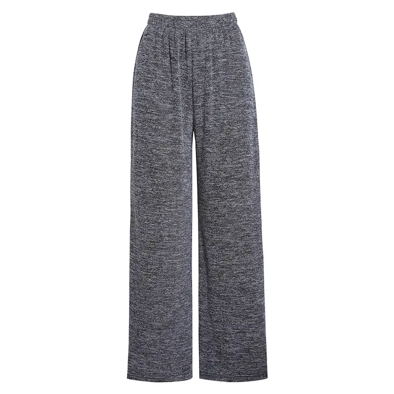 Women Black Knitted Wide Leg Pants Summer High Waist Drape Large - Image 5