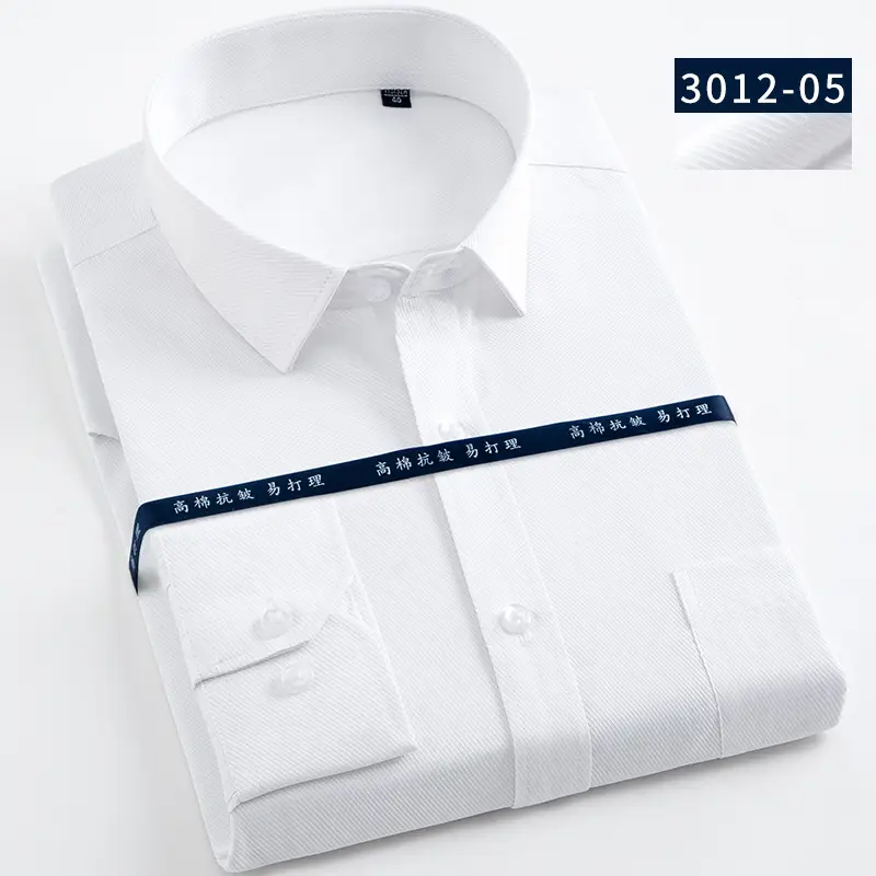 Men's White Long Sleeve Shirts Business Formal High Cotton - Image 4