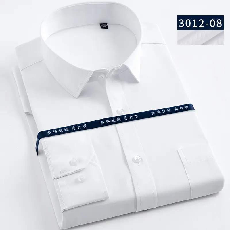 Men's White Long Sleeve Shirts Business Formal High Cotton - Image 7