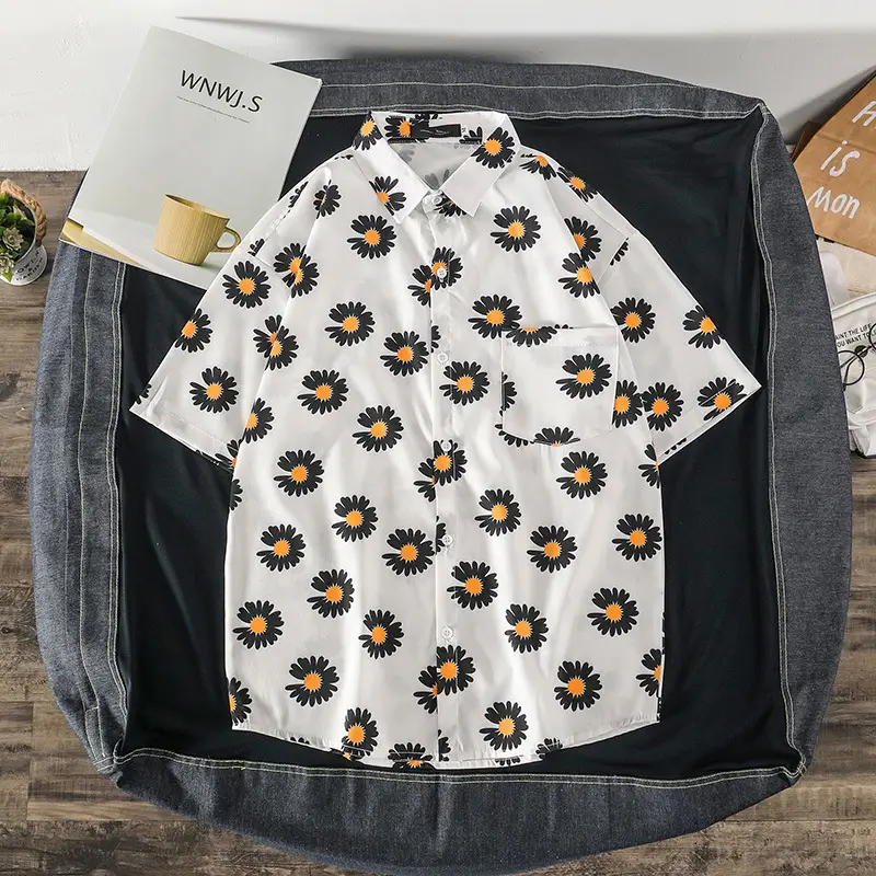 Men 2022 Graphic Print Short Sleeve Shirt Olive Green - Image 4
