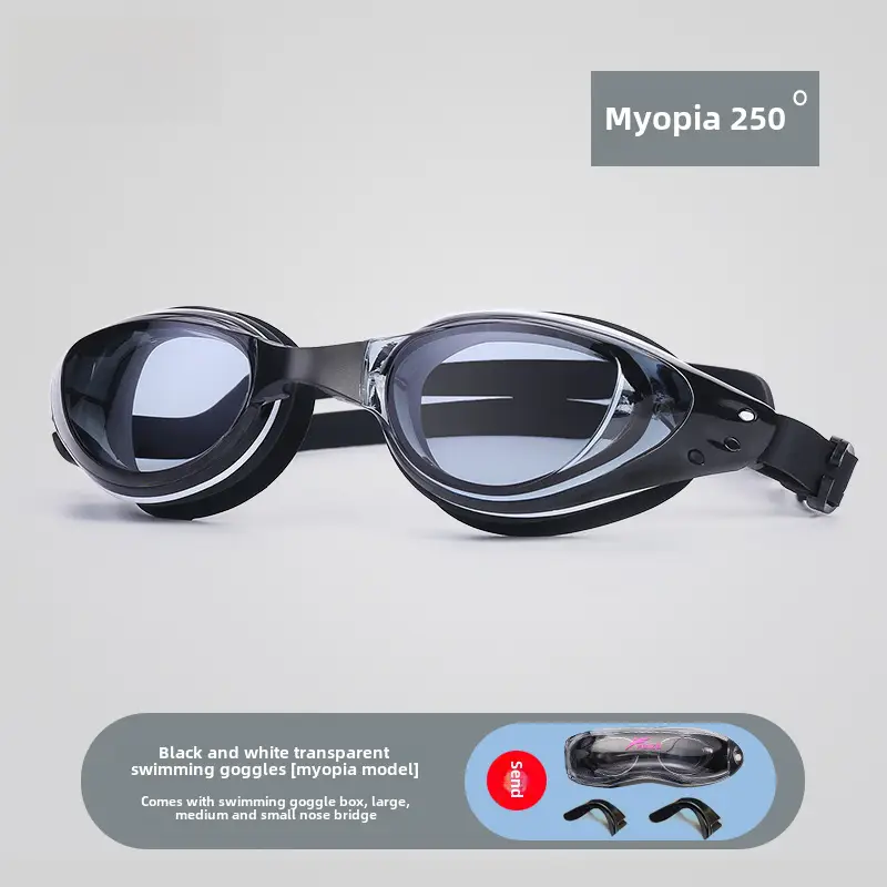 New Swimming Goggles Waterproof and Anti-Fog High-Definition Women's Myopia Swimming Cap Set Men's Adult Mid-Frame Diving Equipment Swimming Goggles