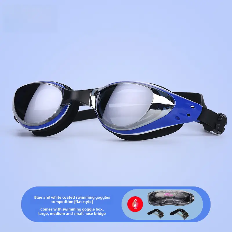 New Swimming Goggles Waterproof and Anti-Fog High-Definition Women's Myopia Swimming Cap Set Men's Adult Mid-Frame Diving Equipment Swimming Goggles