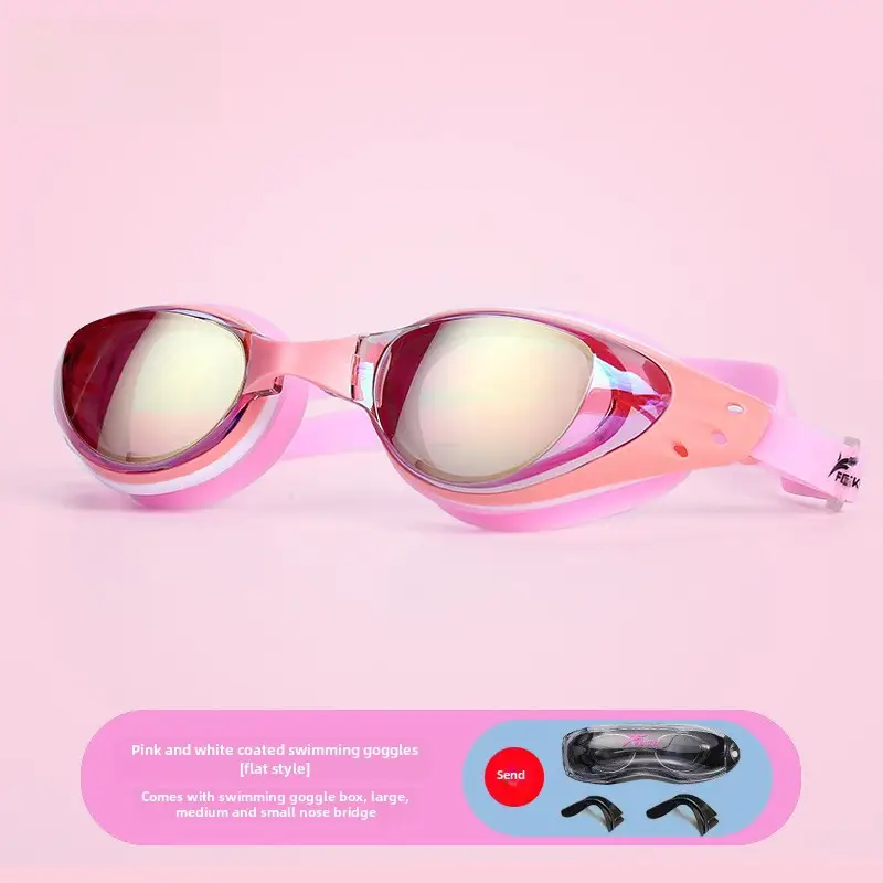 New Swimming Goggles Waterproof and Anti-Fog High-Definition Women's Myopia Swimming Cap Set Men's Adult Mid-Frame Diving Equipment Swimming Goggles