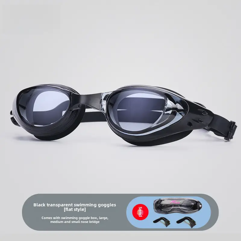 New Swimming Goggles Waterproof and Anti-Fog High-Definition Women's Myopia Swimming Cap Set Men's Adult Mid-Frame Diving Equipment Swimming Goggles