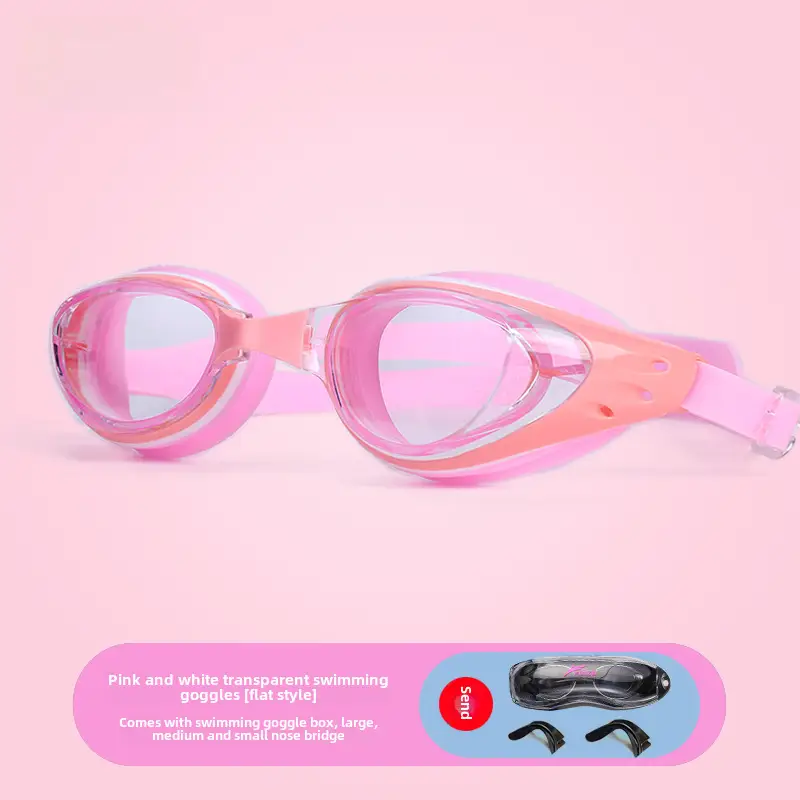 New Swimming Goggles Waterproof and Anti-Fog High-Definition Women's Myopia Swimming Cap Set Men's Adult Mid-Frame Diving Equipment Swimming Goggles
