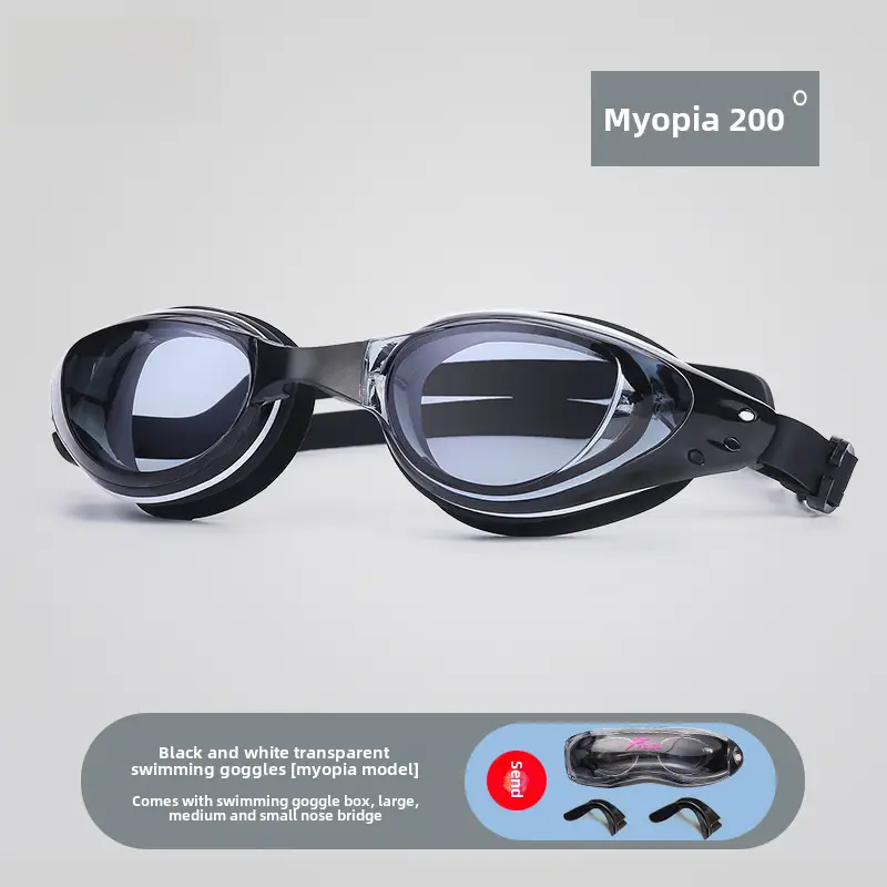 New Swimming Goggles Waterproof and Anti-Fog High-Definition Women's Myopia Swimming Cap Set Men's Adult Mid-Frame Diving Equipment Swimming Goggles