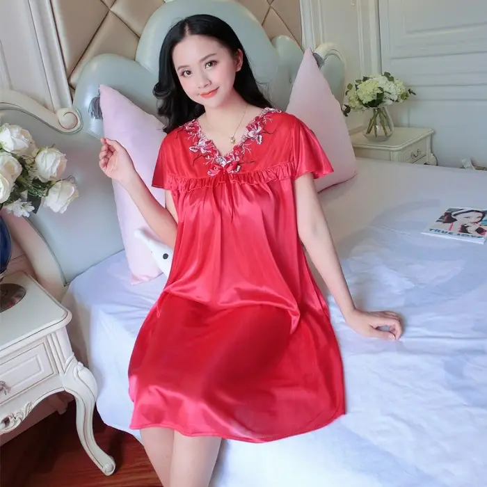 Pink Silk Nightgown Women's Pajamas Large - Image 12