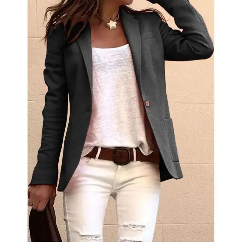 Pink Long Sleeve Slim Fit Suit Jacket for Women - Image 3