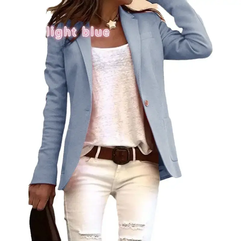 Pink Long Sleeve Slim Fit Suit Jacket for Women - Image 8