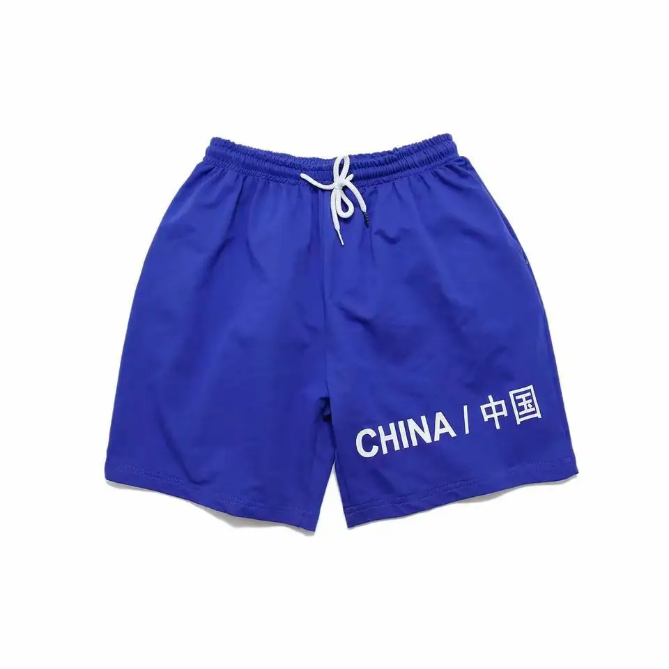 Men China Printed Blue Shorts Casual Summer