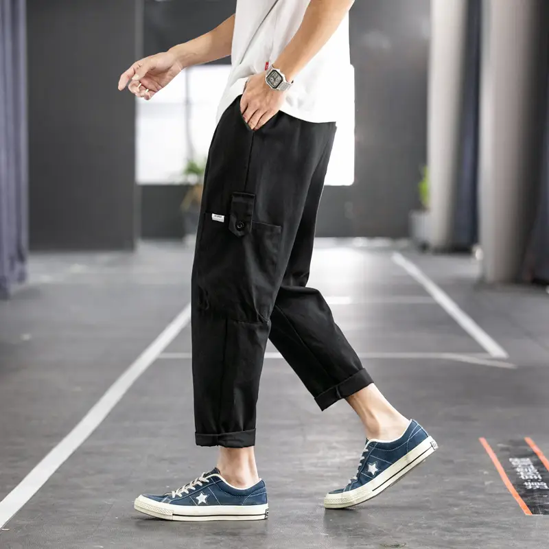 Men Ankle-Crack Cockwork Pants Green Korean Style