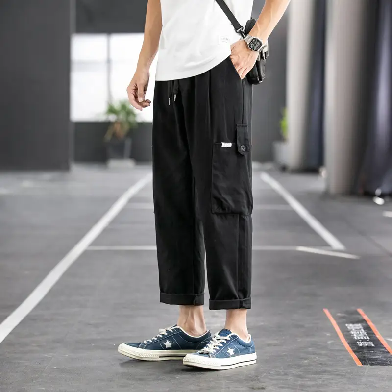 Men Ankle-Crack Cockwork Pants Green Korean Style