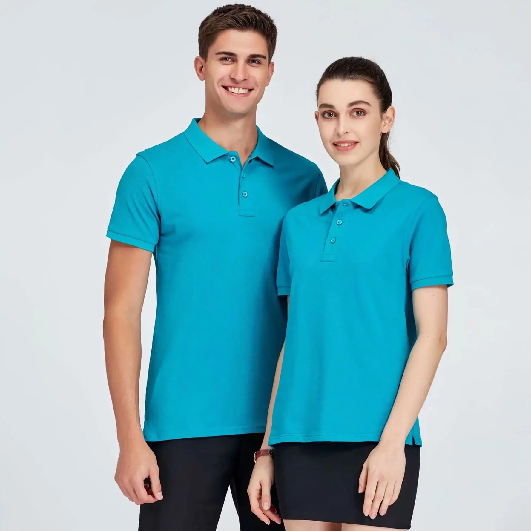 Cotton Polo T-Shirt for Men Women White Short Sleeve - Image 6