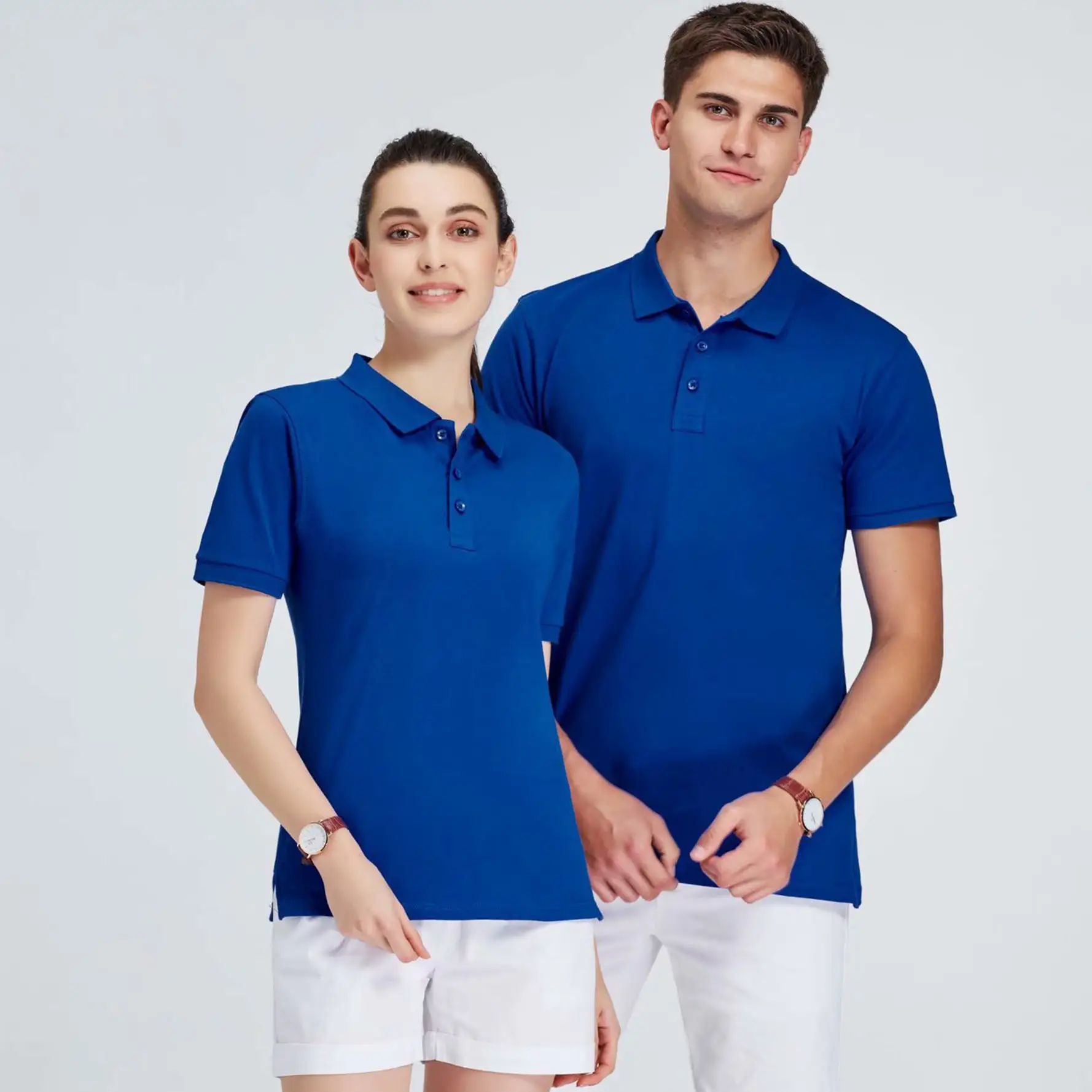 Cotton Polo T-Shirt for Men Women White Short Sleeve - Image 8
