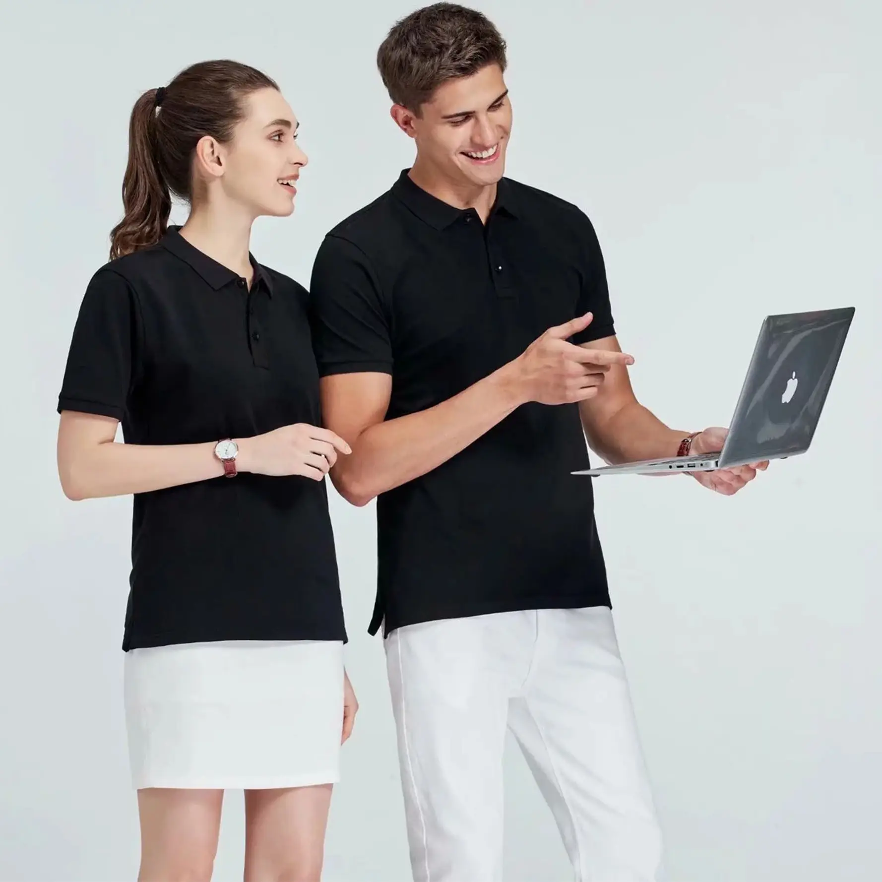 Cotton Polo T-Shirt for Men Women White Short Sleeve - Image 4