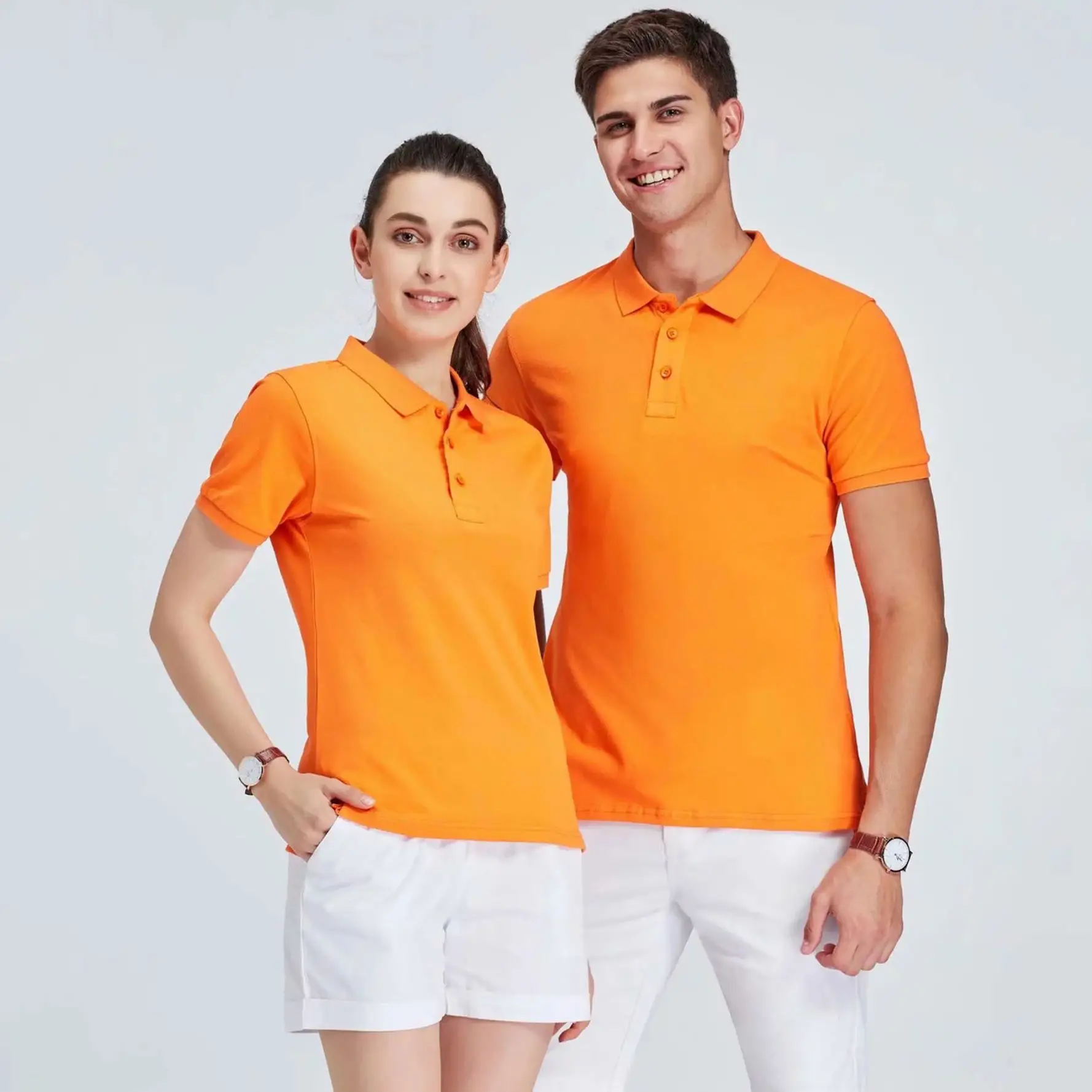 Cotton Polo T-Shirt for Men Women White Short Sleeve - Image 10