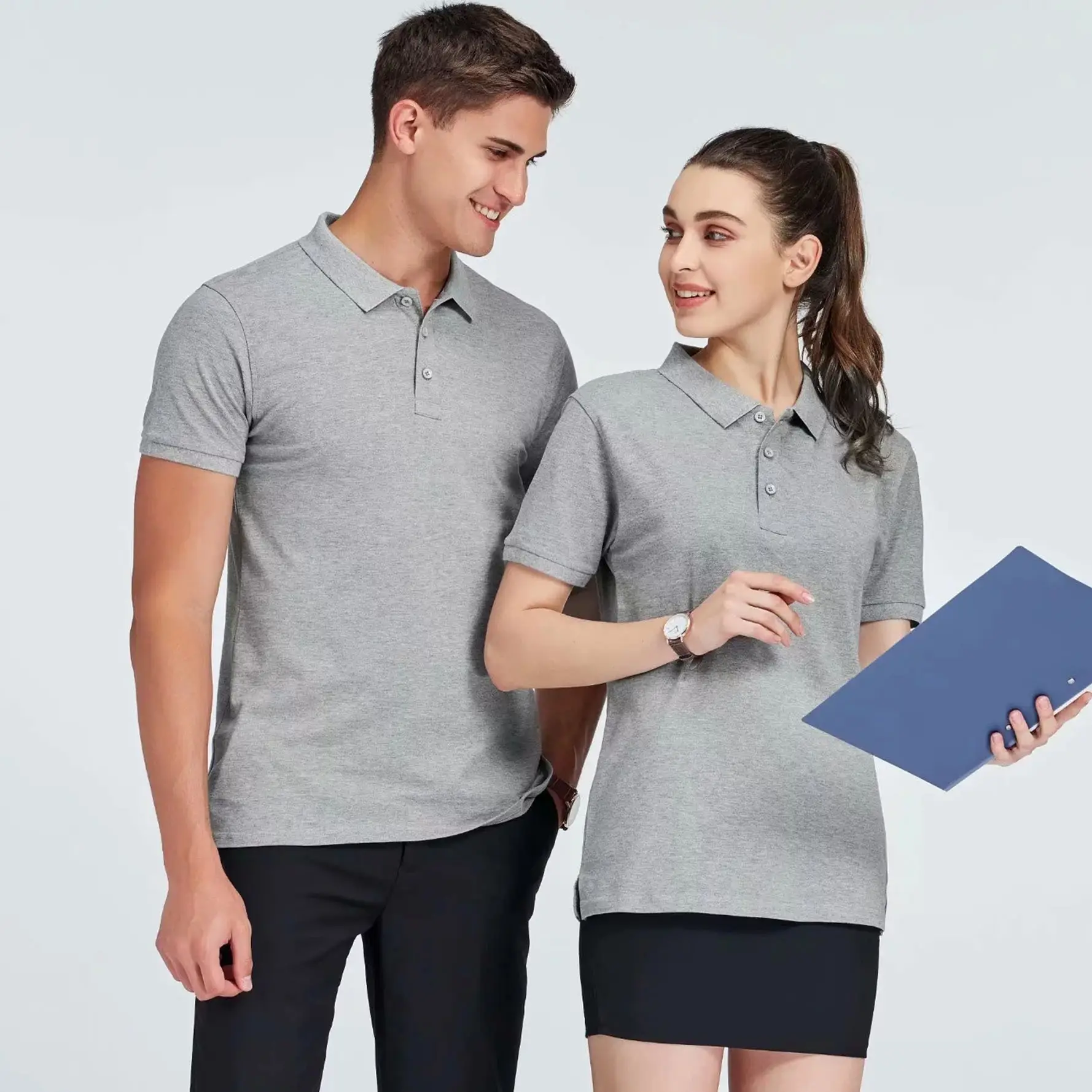 Cotton Polo T-Shirt for Men Women White Short Sleeve - Image 3