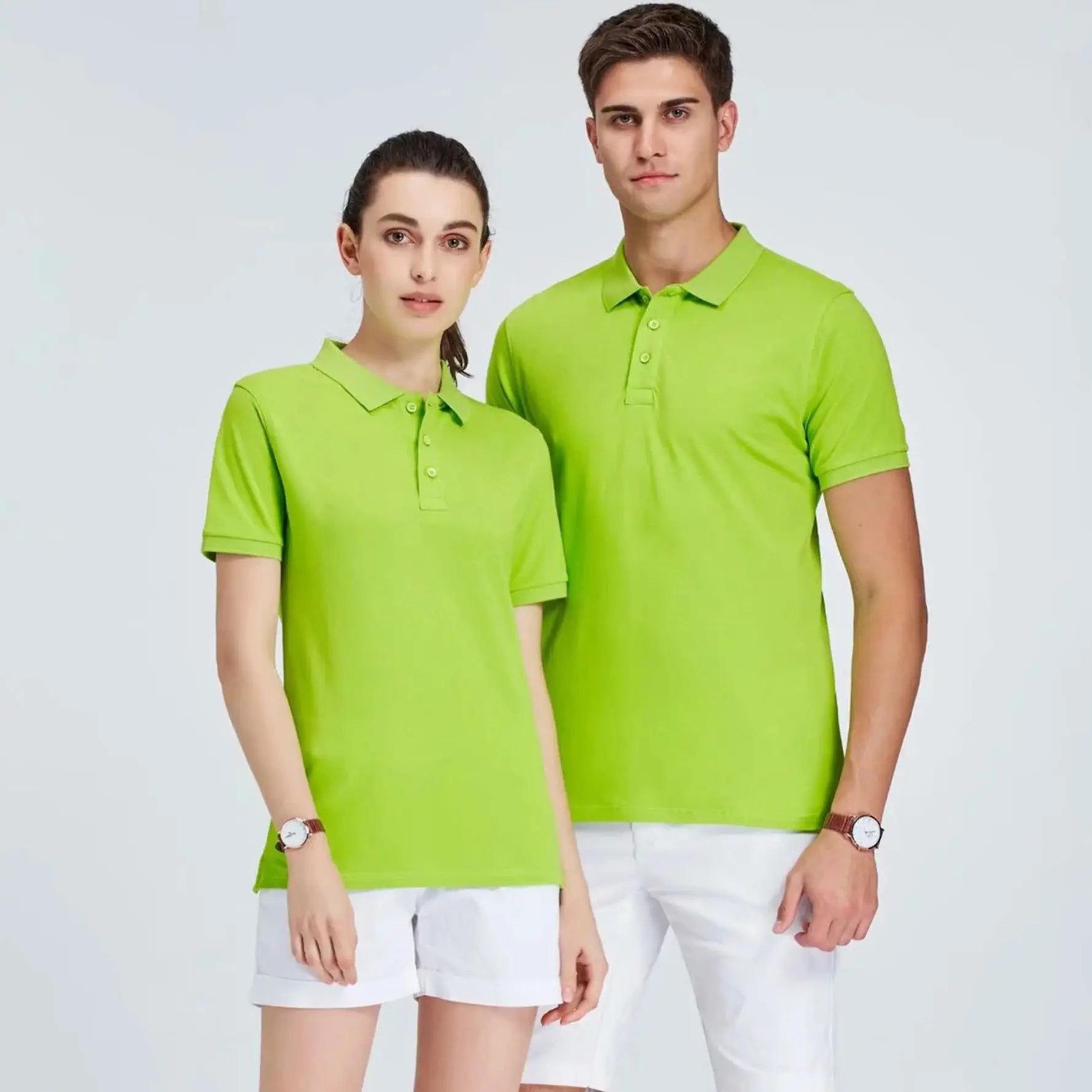Cotton Polo T-Shirt for Men Women White Short Sleeve - Image 9