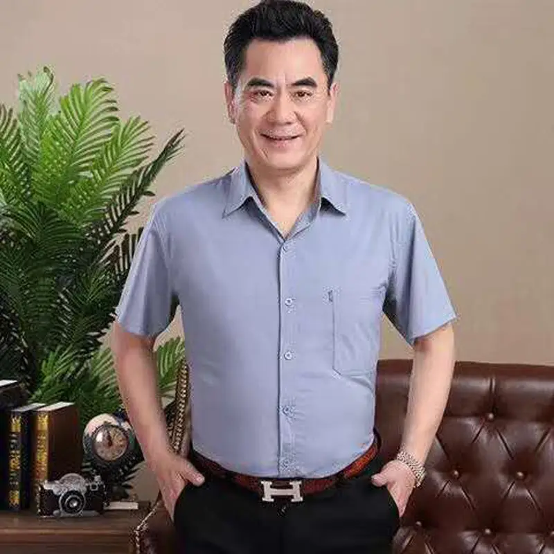2025 Men's White Thin Shirts for Aged 40-50 - Image 2