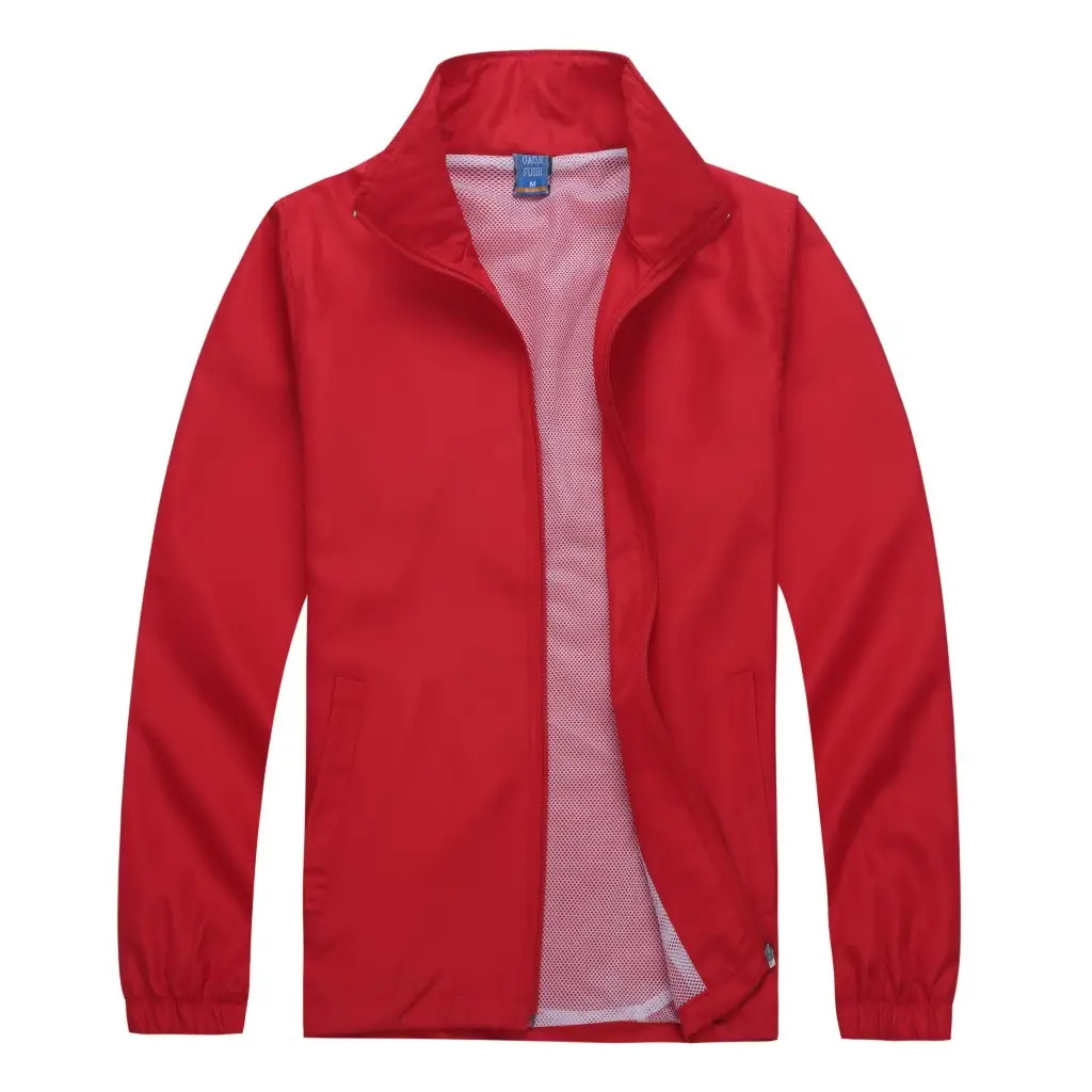 Men's Windproof Red Full Zip Hoodie - Image 9