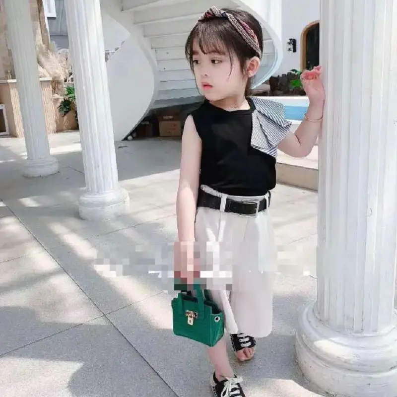 Girls Striped Vest & Shorts Set Summer 3-8 - Image 3
