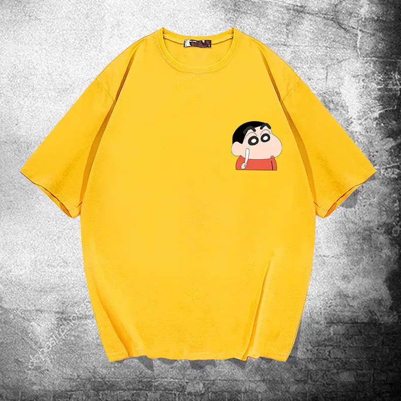 Men's White Shin New Cartoon T-Shirt with Cute Design