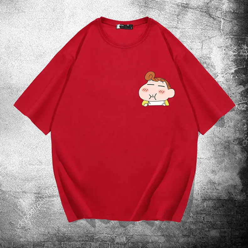 Men's White Shin New Cartoon T-Shirt with Cute Design