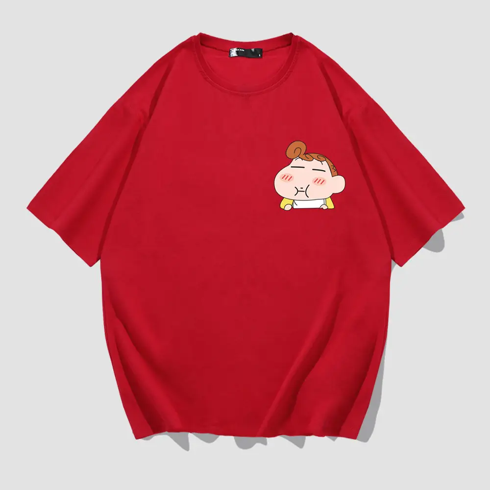 Men's White Shin New Cartoon T-Shirt with Cute Design