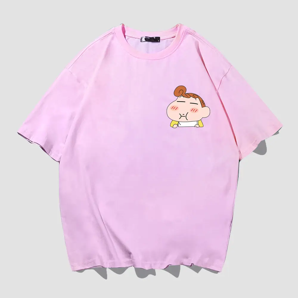 Men's White Shin New Cartoon T-Shirt with Cute Design