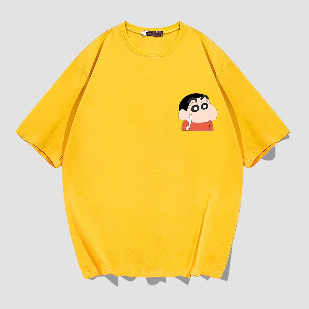 Men's White Shin New Cartoon T-Shirt with Cute Design