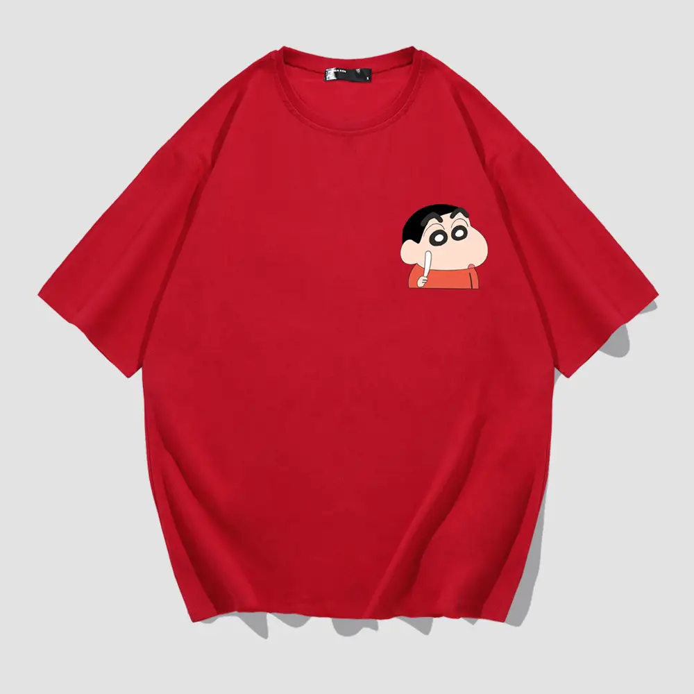 Men's White Shin New Cartoon T-Shirt with Cute Design