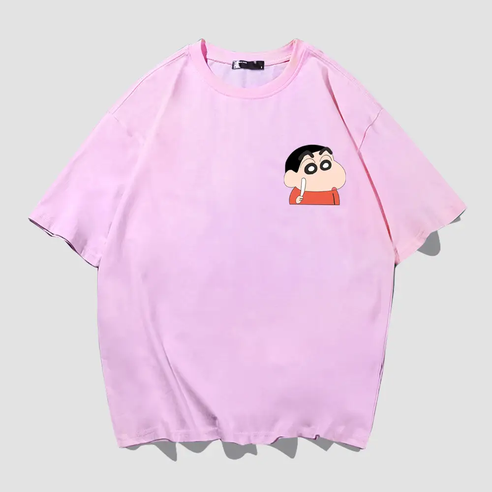 Men's White Shin New Cartoon T-Shirt with Cute Design