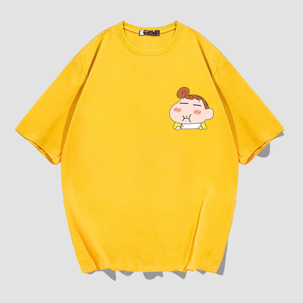 Men's White Shin New Cartoon T-Shirt with Cute Design