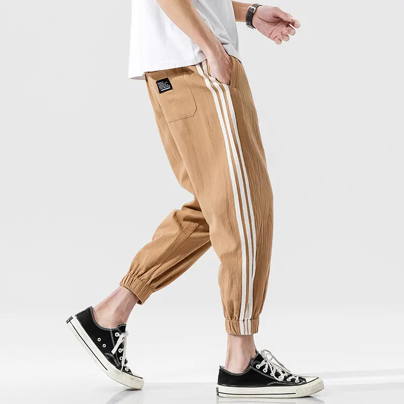 Men's Black Track Pants with 3 Stripes Large Cuffs - Image 8