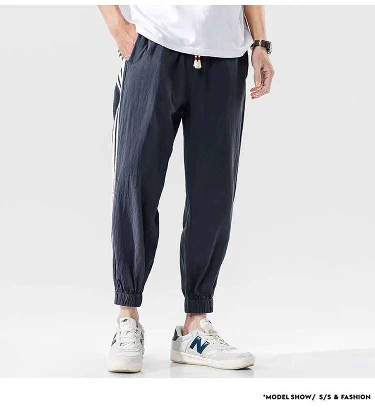 Men's Black Track Pants with 3 Stripes Large Cuffs — feature 44