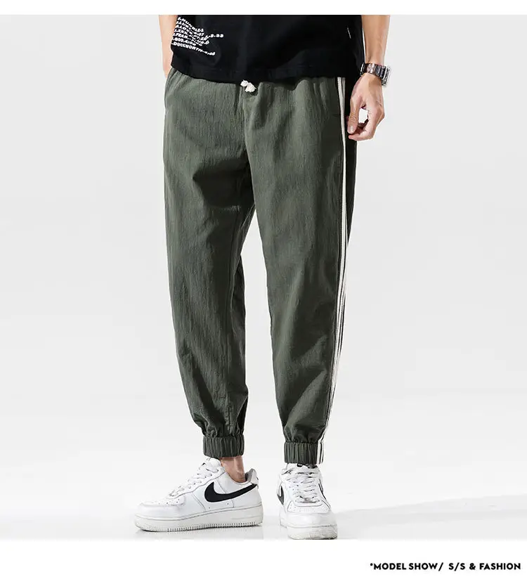 Men's Black Track Pants with 3 Stripes Large Cuffs — feature 51