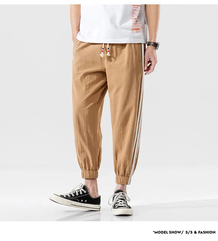 Men's Black Track Pants with 3 Stripes Large Cuffs — feature 58